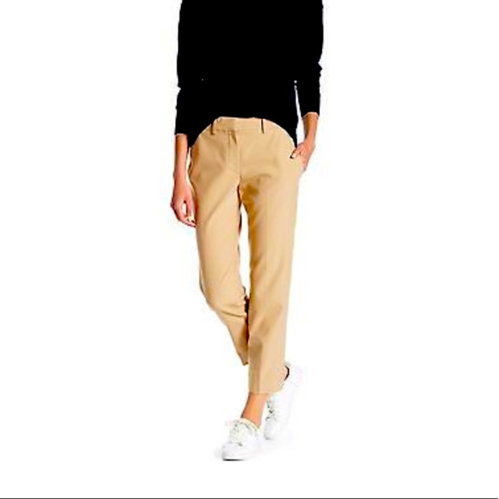 Helmut Lang Khaki Wool Blend Raw Hem Trousers Sz 0